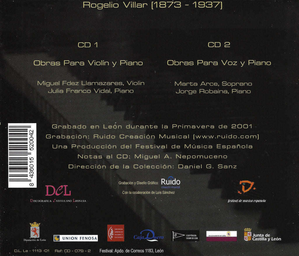 Villar: Work for Violin & Piano, etc. - Discografica Castellano Leonesa 079-2 (2CD set)