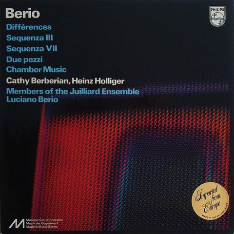 LP - Berio: Sequenza III & VII, Due Pezzi, Chamber Music, Etc. - Philips 6500 631, NM