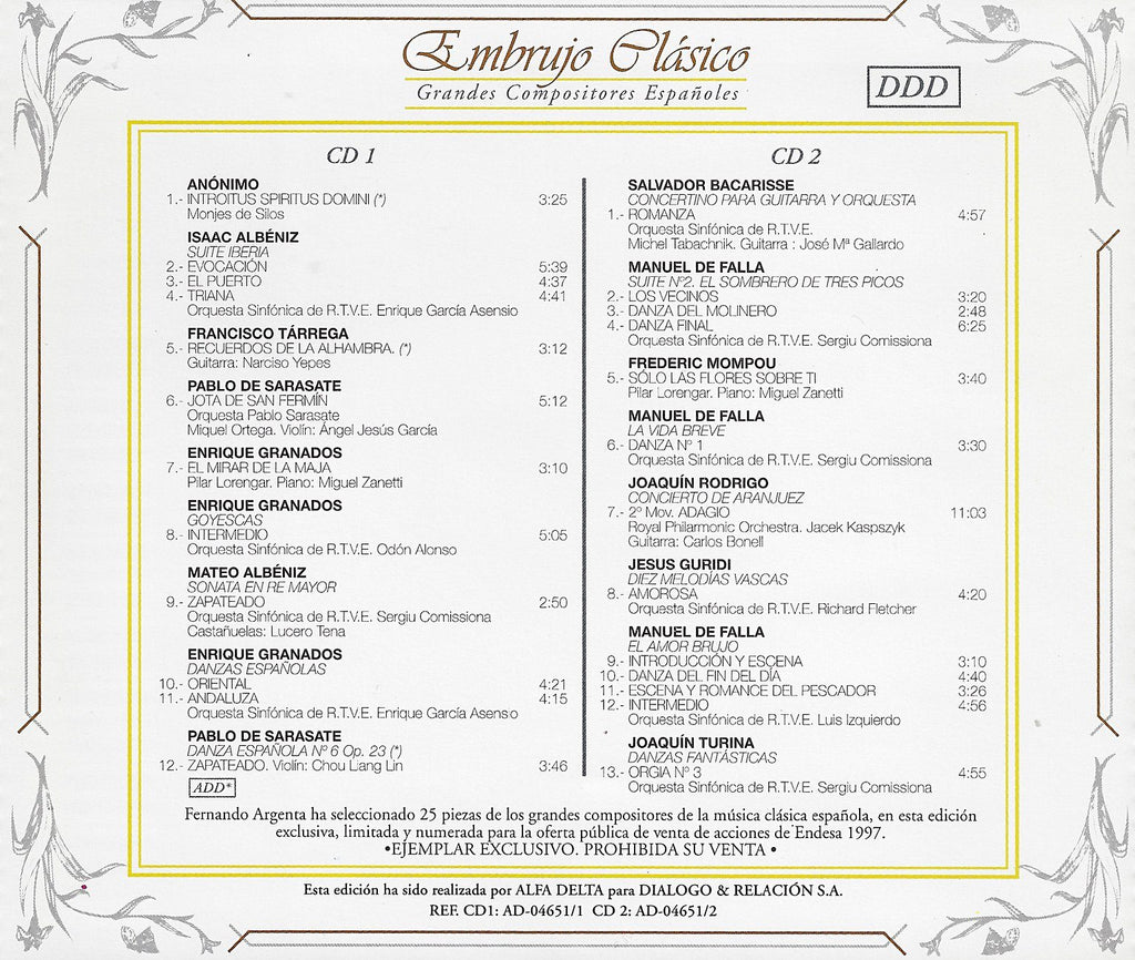 Great Spanish Composers: RTVE broadcasts - Alfa Delta AD-04651/2 (2CD set)