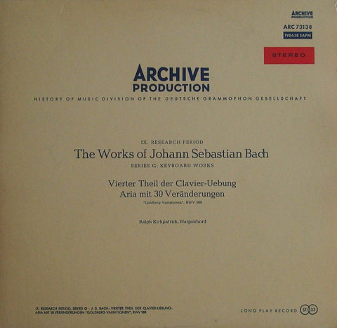 LP - Kirkpatrick: Bach Goldberg Variations - Archive 198 638 SAPM ("Red Stereo")