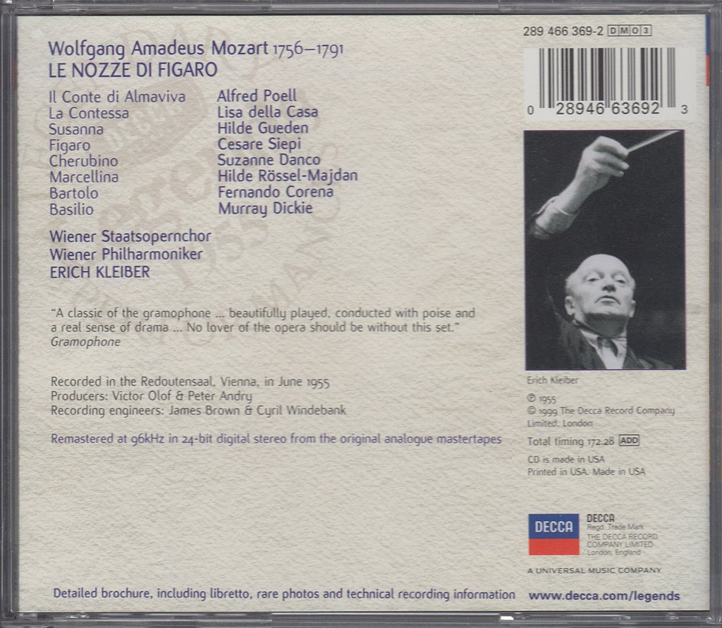 Kleiber: Mozart Marriage of Figaro - Decca Legends 466 369-2 (3CD set)
