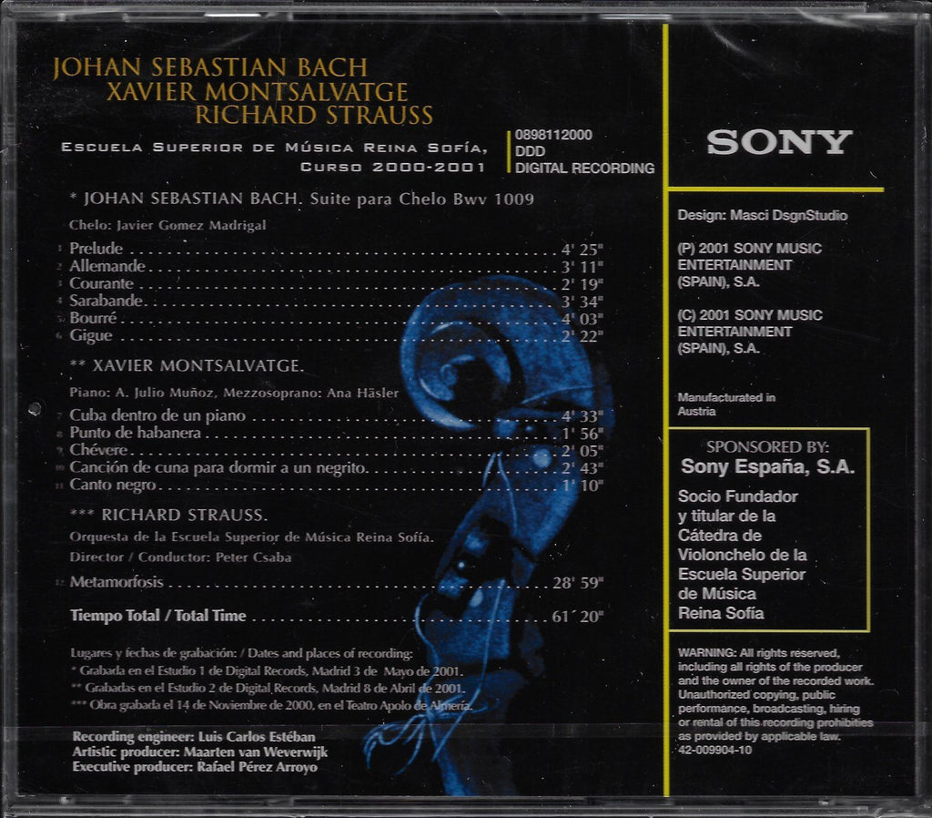 Reina Sofia Music School: Bach, Strauss & Montsalvatge - Sony 0898112 (sealed)