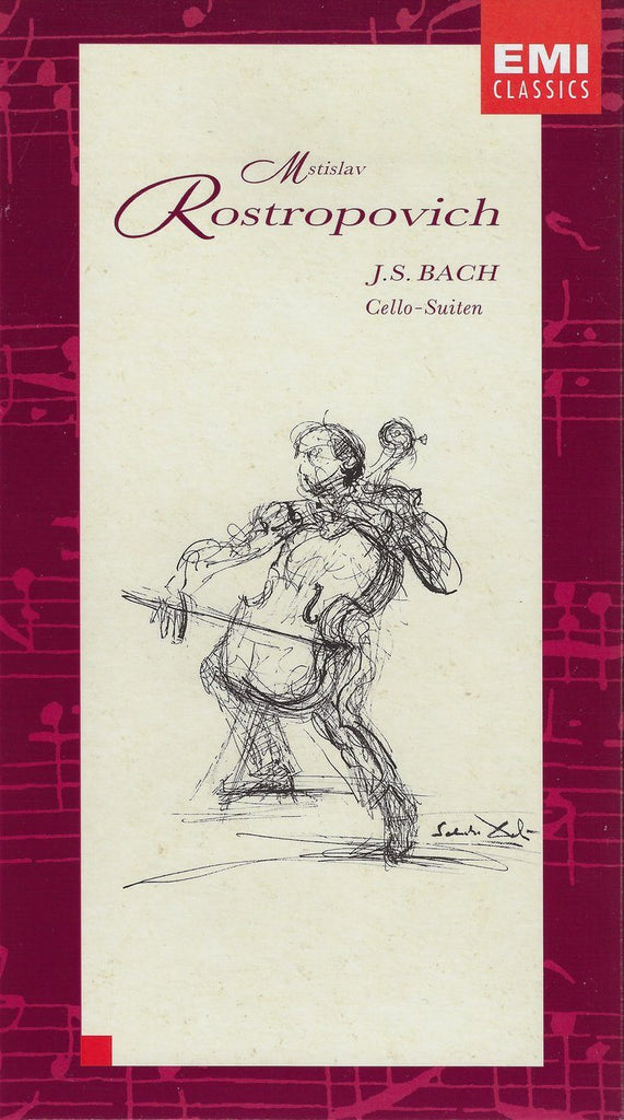 Rostropovich: Bach 6 Solo Cello Suites - EMI (deluxe box issue + VHS video)