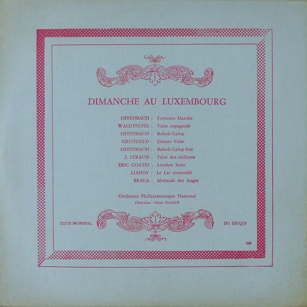 Hagen: Dimanche au Luxembourg (orchestral encores) - CMD 360