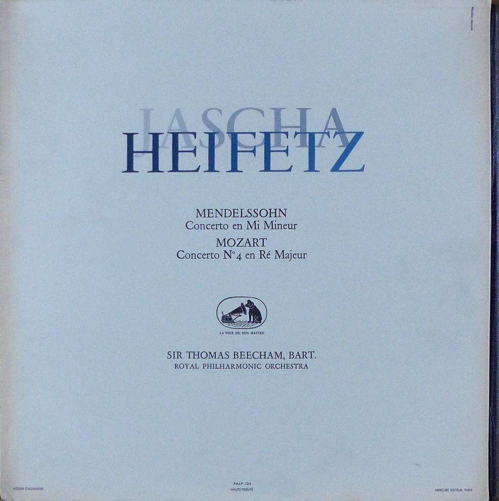 Heifetz: Mendelssohn Op. 64 & Mozart K. 218 - LVSM FALP 136 (ds)