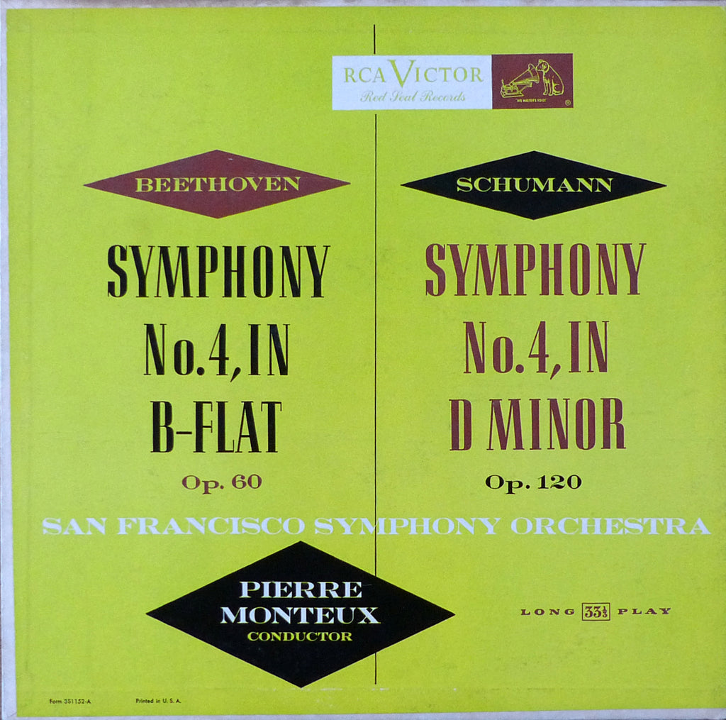 Monteux: Beethoven Symphony No. 4 + Schumann No. 4 - RCA LM-1714