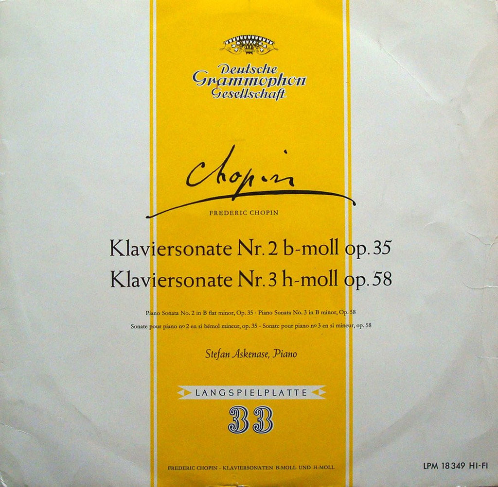 LP - Stefan Askenase: Chopin Piano Sonatas Nos. 2 & 3 - DG LPM 18 349