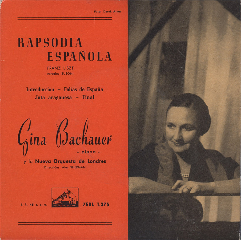 EP (7" 45 Rpm) - Bachauer: Liszt/Busoni Spanish Rhapsody, Etc. - La Voz De Su Amo 7ERL 1.375 (7" 45 Rpm EP)
