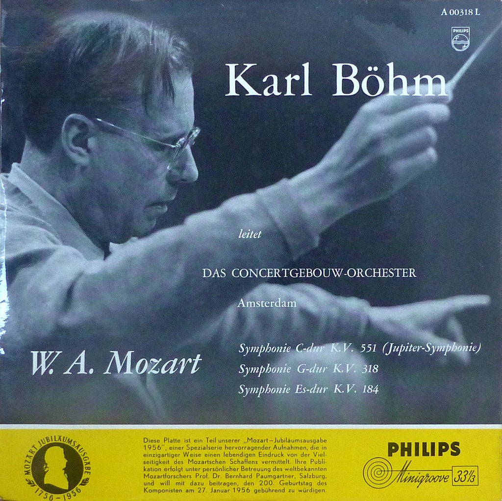 Bohm/Concertgebouw: Mozart Symphonies Nos. 26, 32 & 41 - Philips A 00318 L