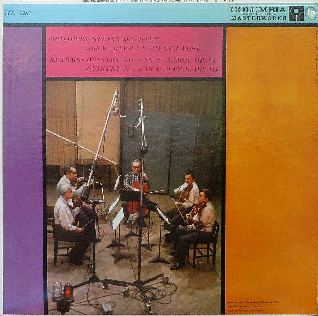 Budapest Quartet/Trampler: Brahms String Quintets - Columbia ML 5281