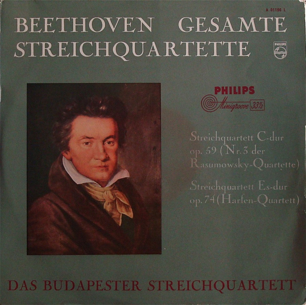 LP - Budapest Quartet: Beethoven "Razumovsky" No. 3 + "Harp" - Philips A 01196 L