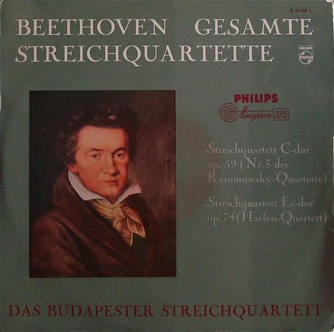 LP - Budapest Quartet: Beethoven "Razumovsky" No. 3 + "Harp" - Philips A 01196 L