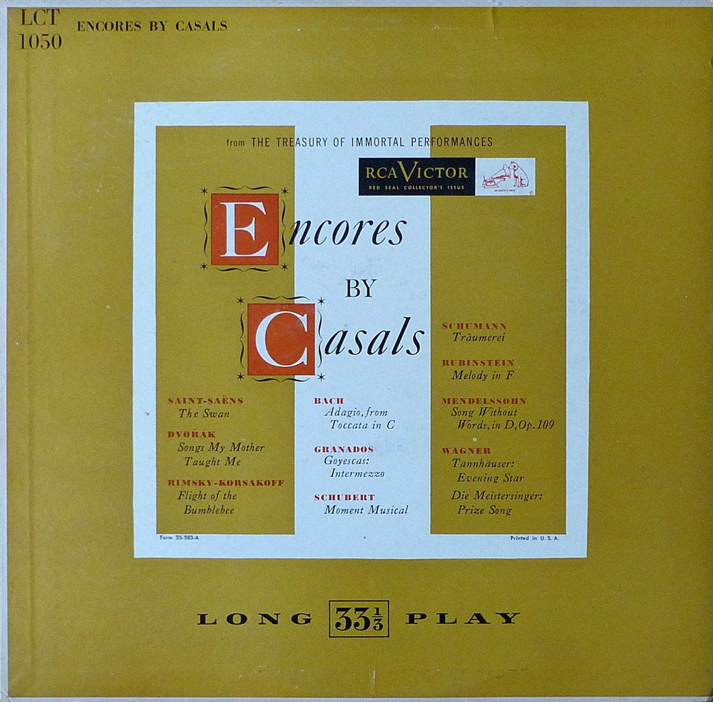 Casals: Encores (Bach, Granados, Wagner, et al.) - RCA LCT-1050