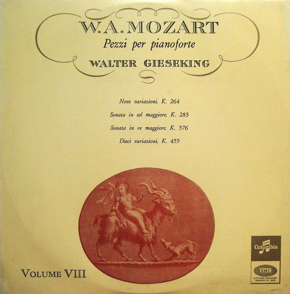 LP - Gieseking: Mozart Solo Piano Music Vol. VIII - Columbia 33 QCX 10208