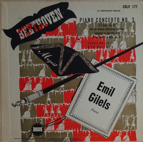 LP - Gilels: Beethoven Concerto Op. 37 + Mozart Sonata K. 570 - Colosseum CRLP 117