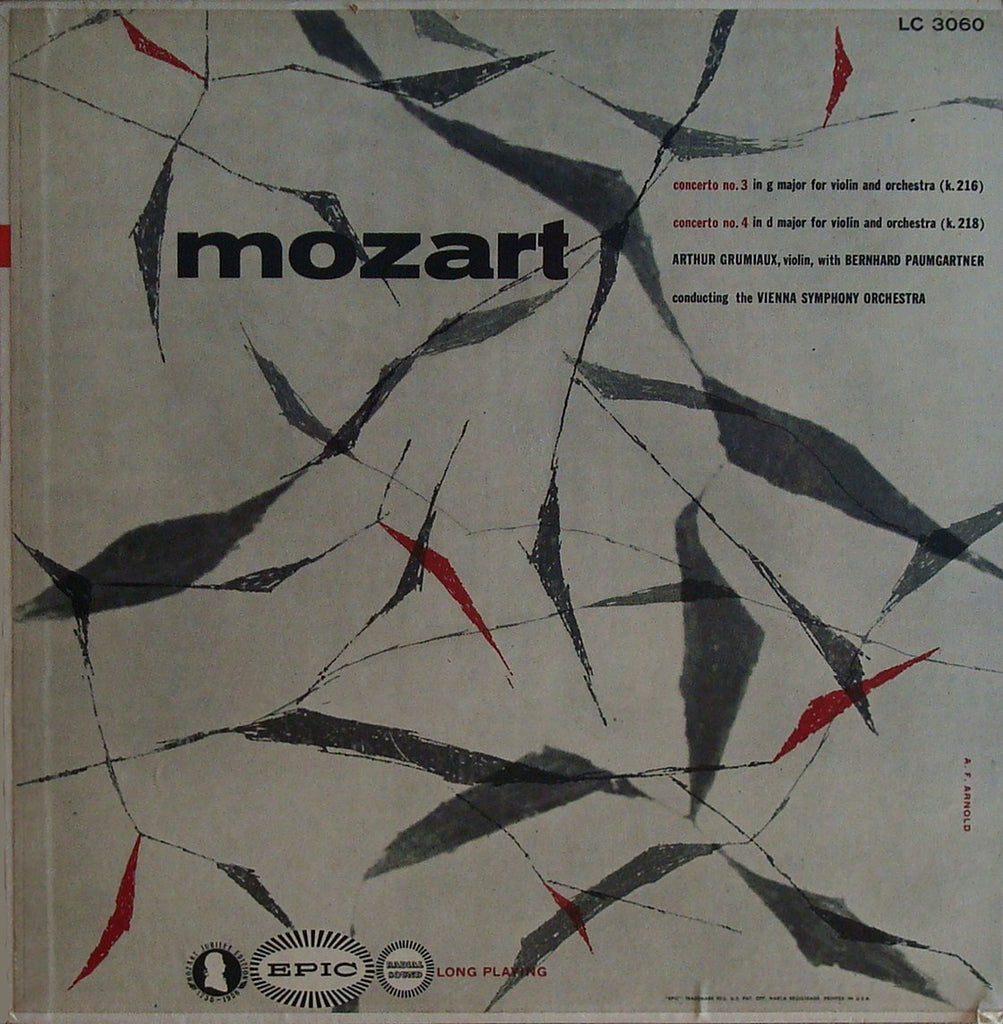 LP - Grumiaux/Moralt: Mozart Violin Concerti Nos. 3 & 4 - Epic LC 3060