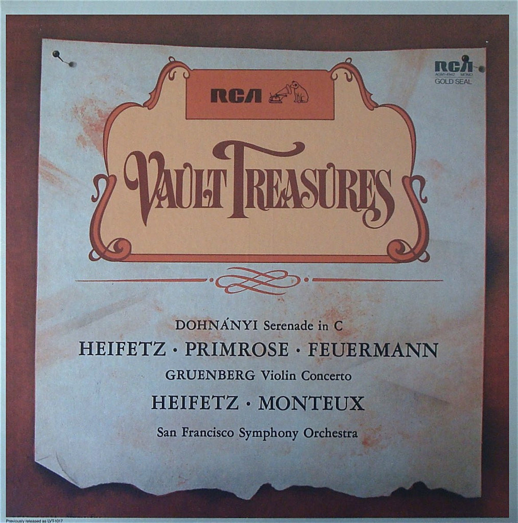 LP - Heifetz: Gruenberg Violin Concerto + Dohnanyi - RCA AGM1-4942