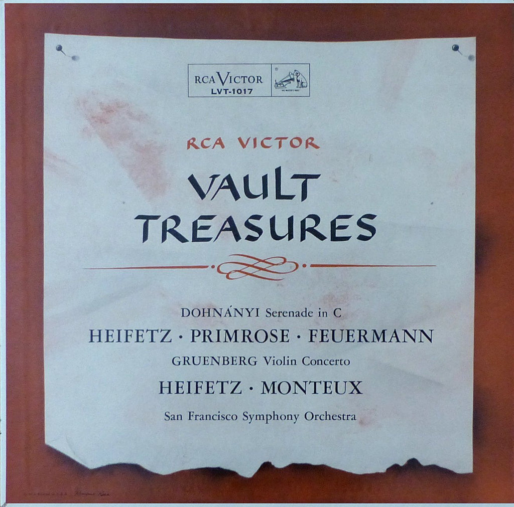 Heifetz: Gruenberg Violin Concerto + Dohnanyi - RCA LVT-1017