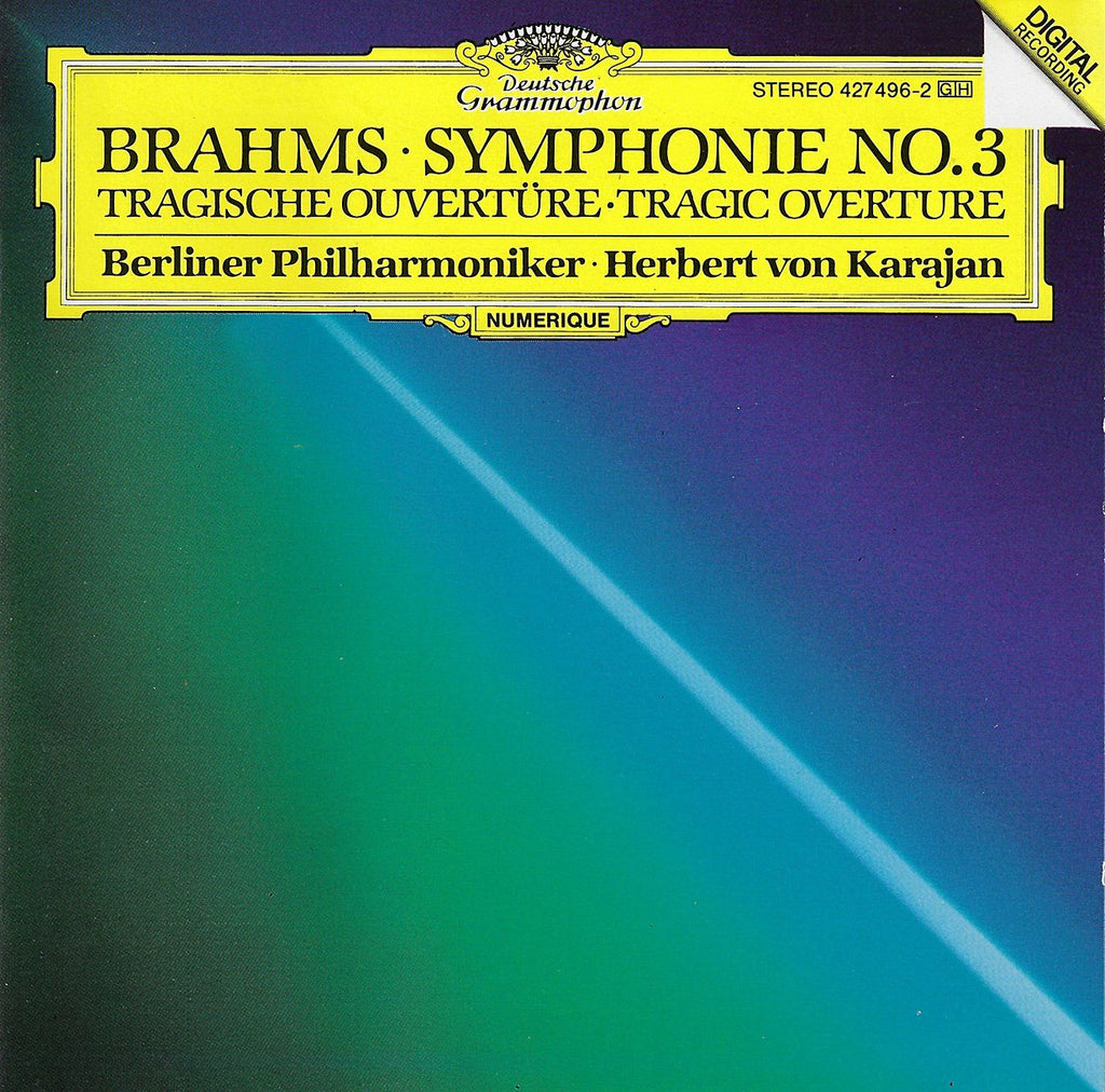 Karajan: Brahms Symphony No. 3 + Tragic Overtures - DG 427 496-2