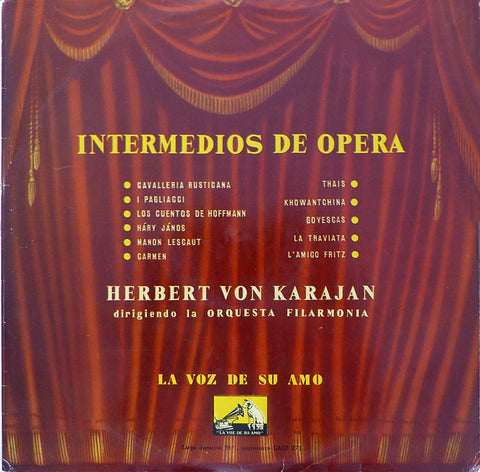 Karajan: Opera Intermezzi (Thais, etc.) - La Voz de su Amo LALP 271