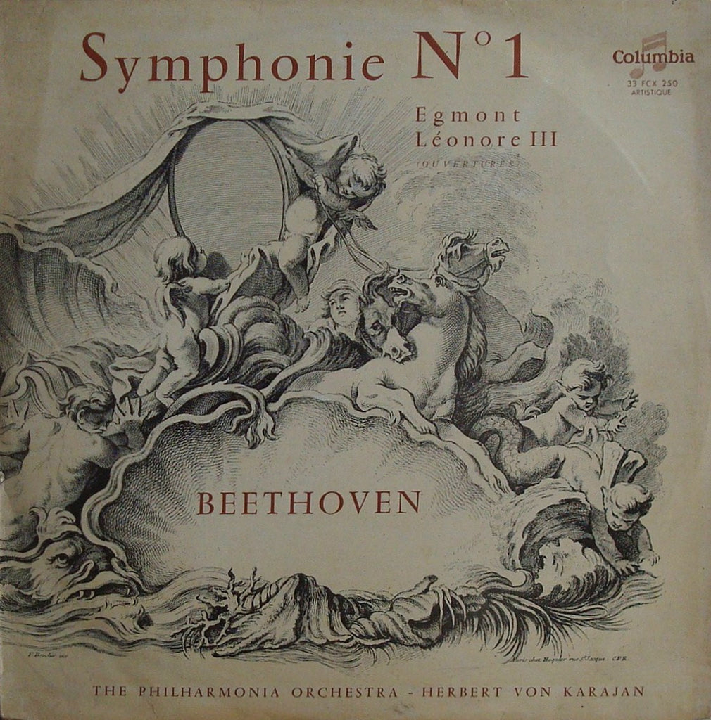 LP - Karajan/Philh: Beethoven Sym No 1, Ovs Egmont, Leonore No 3 - Columbia FCX 250