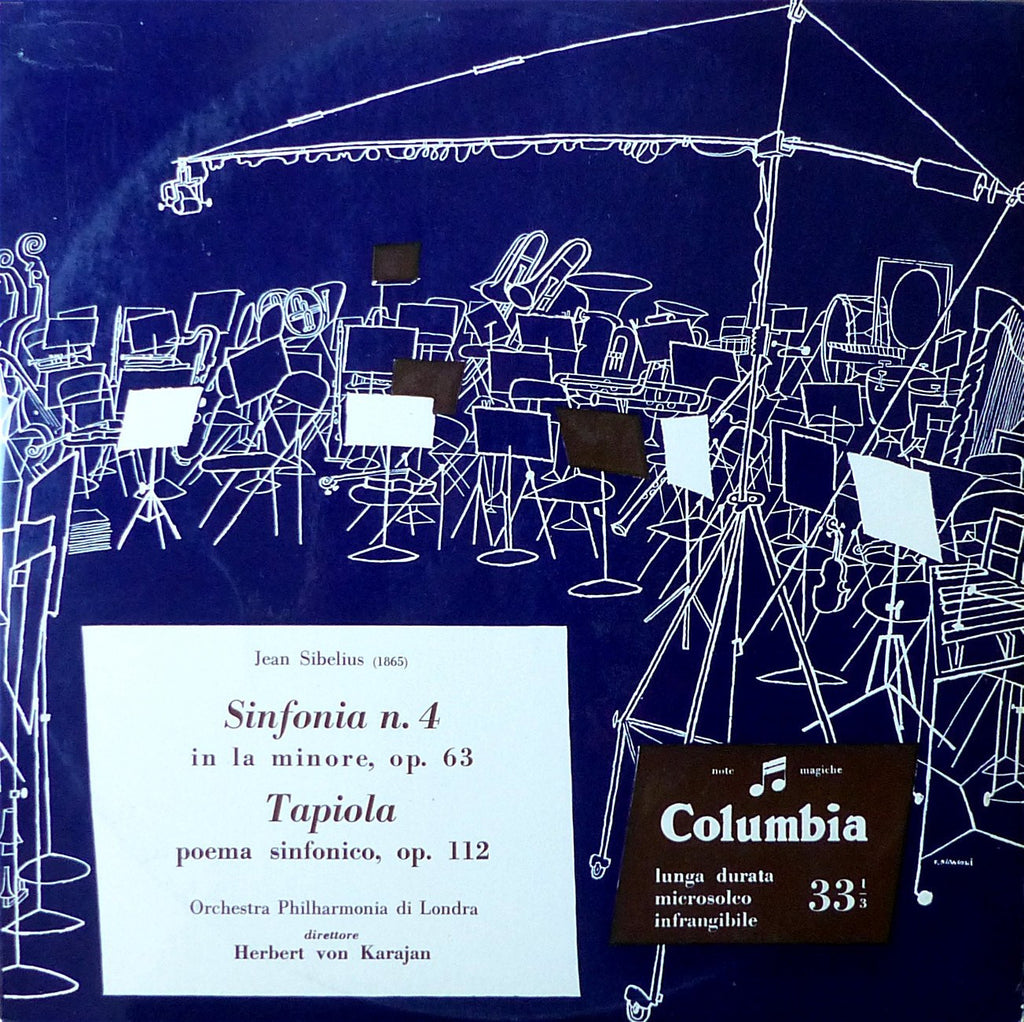 LP - Karajan/Philh: Sibelius Symphony No. 4 + Tapiola - Italian Columbia 33 QCX 10078