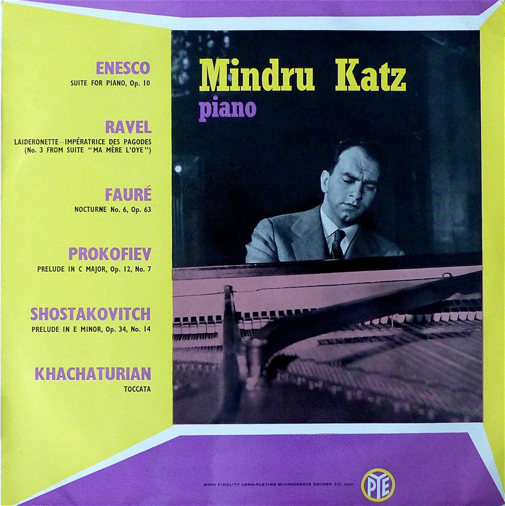 Mindru Katz: Enescu Suite Op. 11 + Ravel, Fauré, et al. - Pye CCL 30111