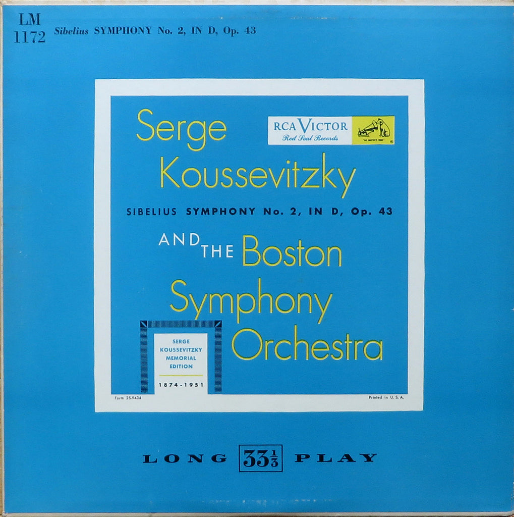 Koussevitzky/BSO: Sibelius Symphony No. 2 - RCA LM-1172