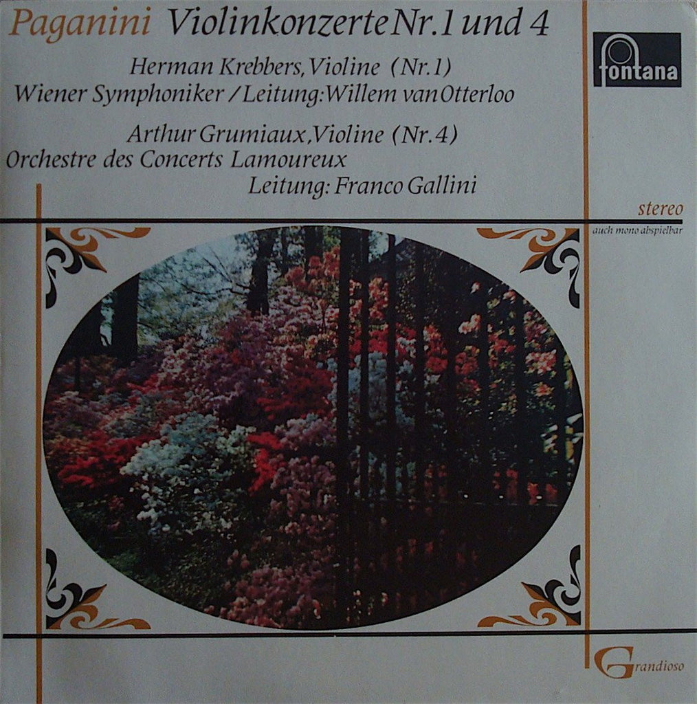 LP - Krebbers: Paganini Concerto No. 1 + Grumiaux: No. 4 - Fontana 894 017 ZKY