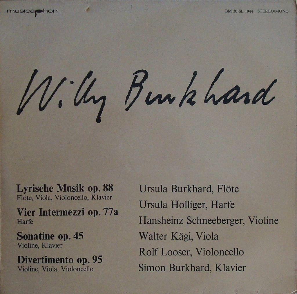 LP - Burkhard: Chamber Music (Holliger, Looser, Schneeberger) - Musicaphon BM 20 SL 1944