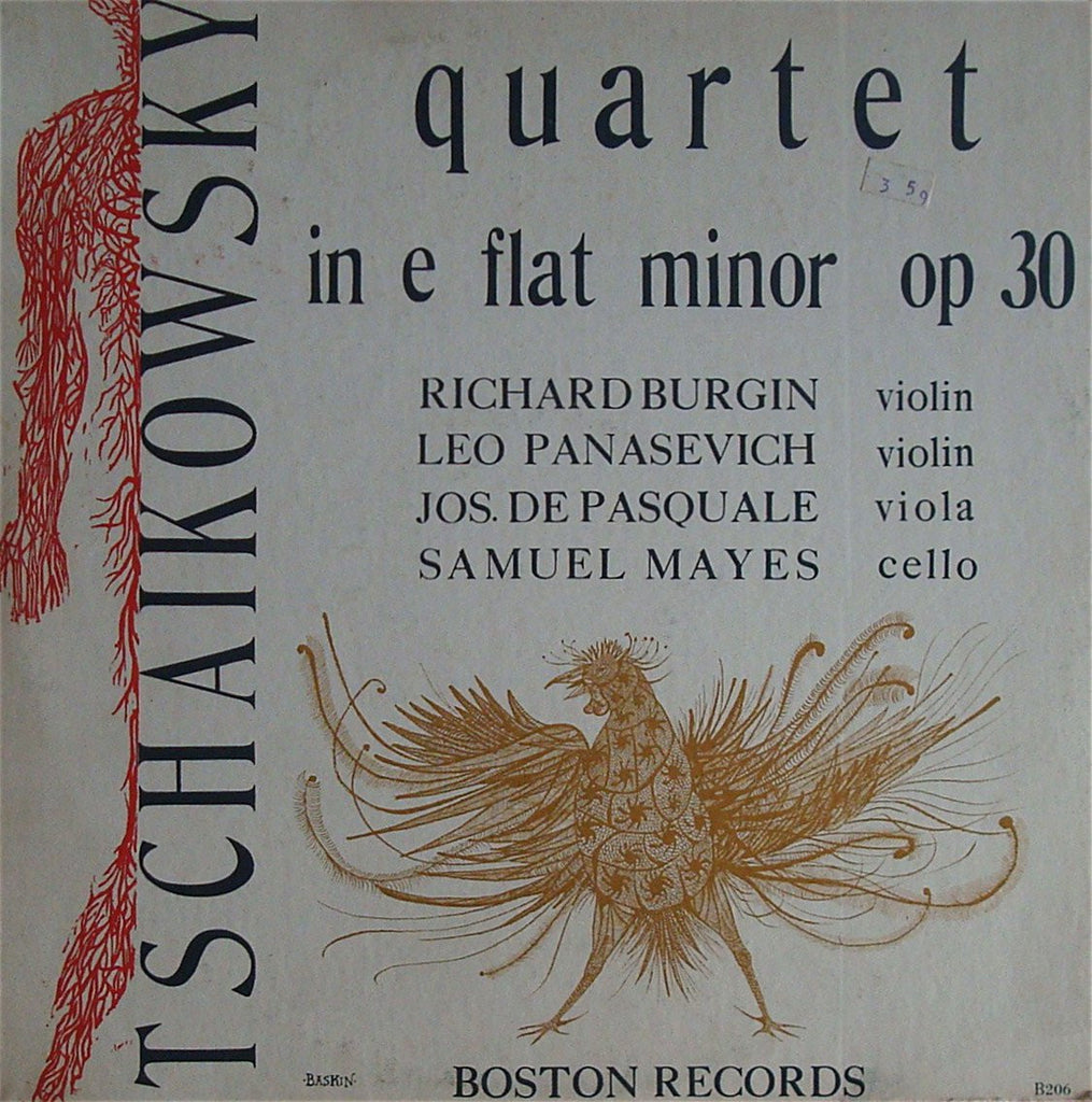 LP - Burgin, Mayes, Et Al: Tchaikovsky String Quartet No. 3 - Boston B-206