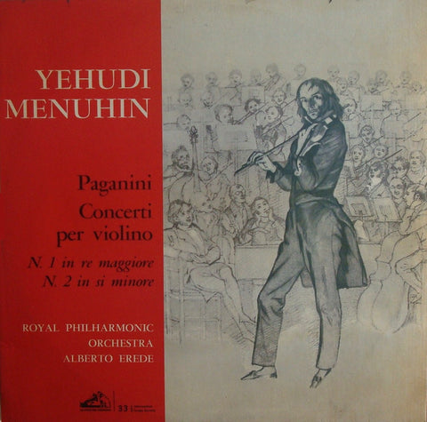 LP - Menuhin/Erde: Paganini Violin Concertos Nos. 1 & 2 - Italian HMV QALP 10331