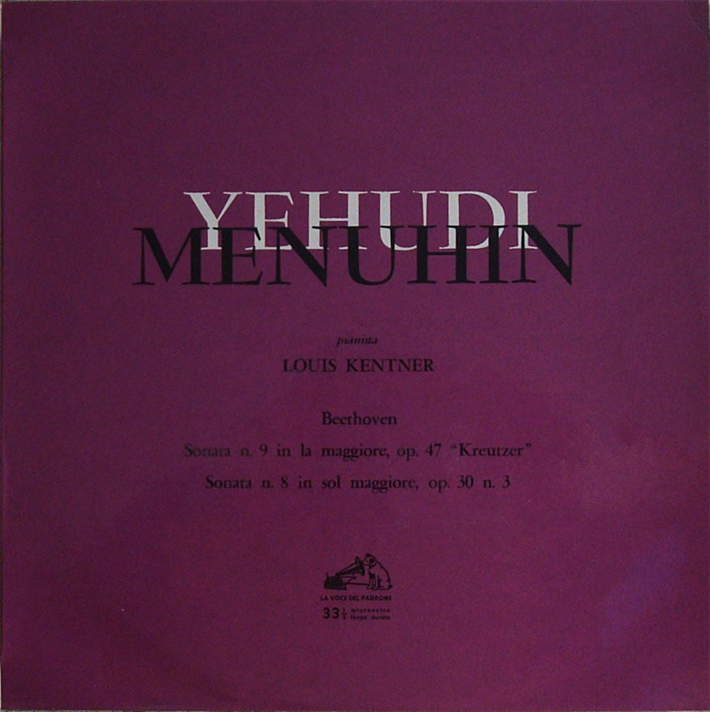 LP - Menuhin: Beethoven "Kreutzer" & Op. 30/3 Violin Sonatas - Italian HMV QALP 10178