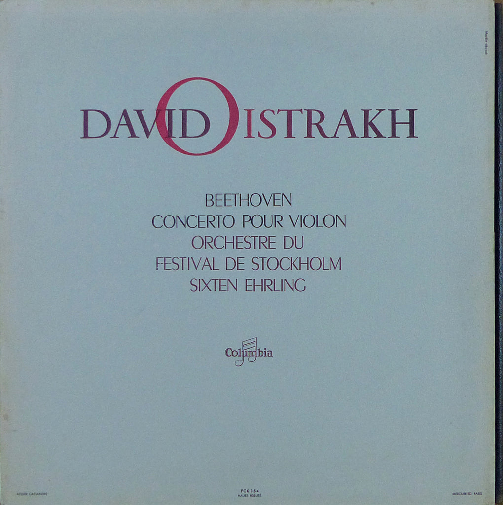 Oistrakh/Ehrling: Beethoven Violin Concerto - Columbia FCX 354 (ds)