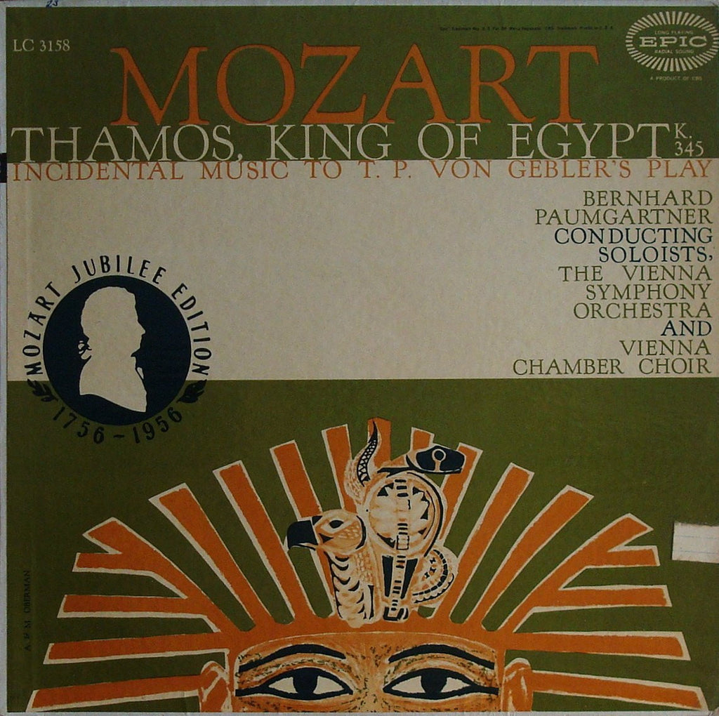 LP - Paumgartner: Mozart Thamos, King Of Egypt (Incidental Music) - Epic LC 3158 ("Jubilee" Ed)