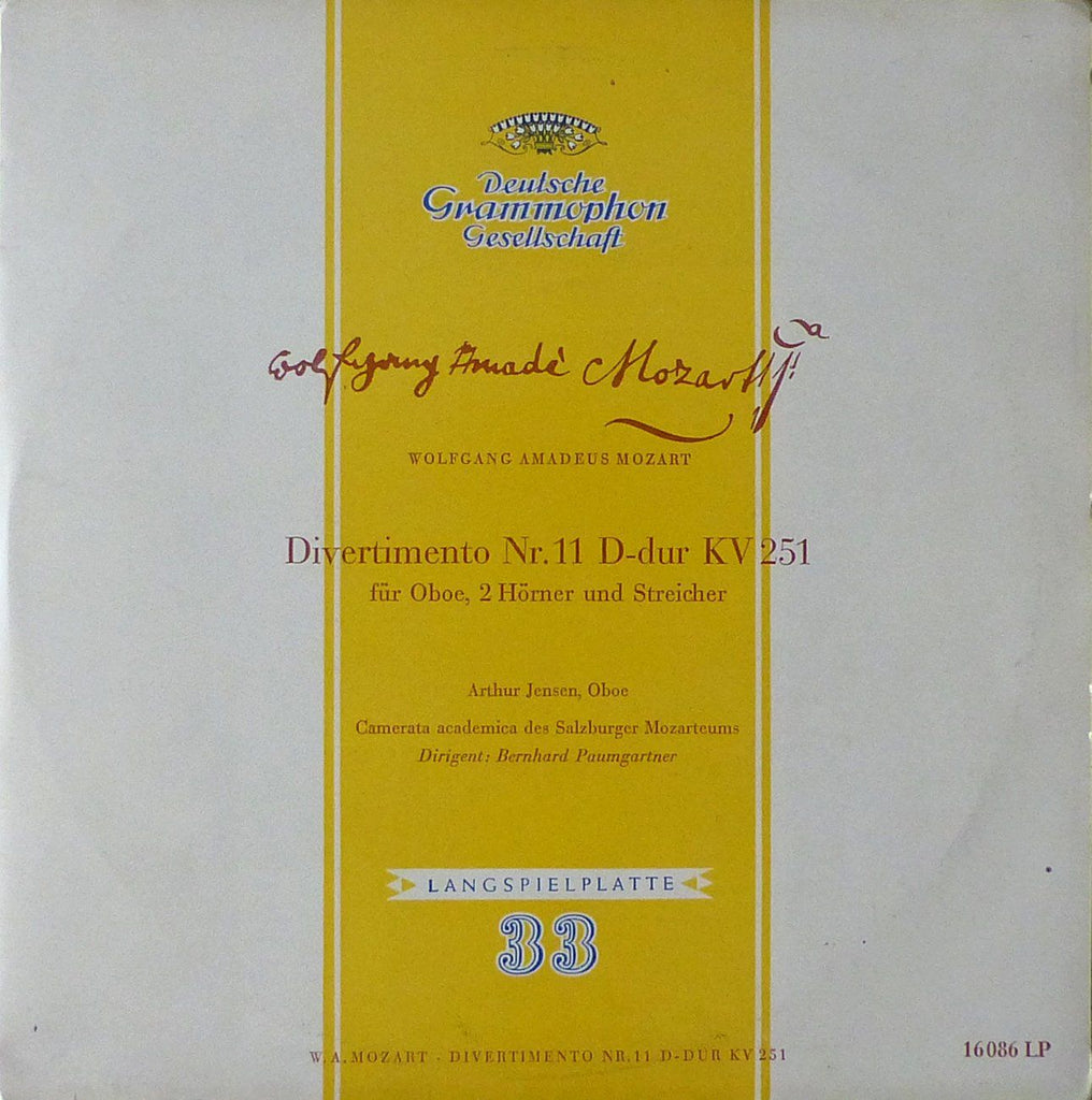 Paumgartner: Mozart Divertimento No. 11 K. 251 - DG 16086 (10 inch LP)
