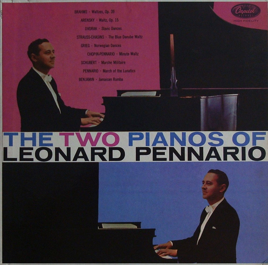 LP - Two Pianos Of Leonard Pennario: Benjamin, Arensky, Brahms, Et Al. - Capitol P 8517