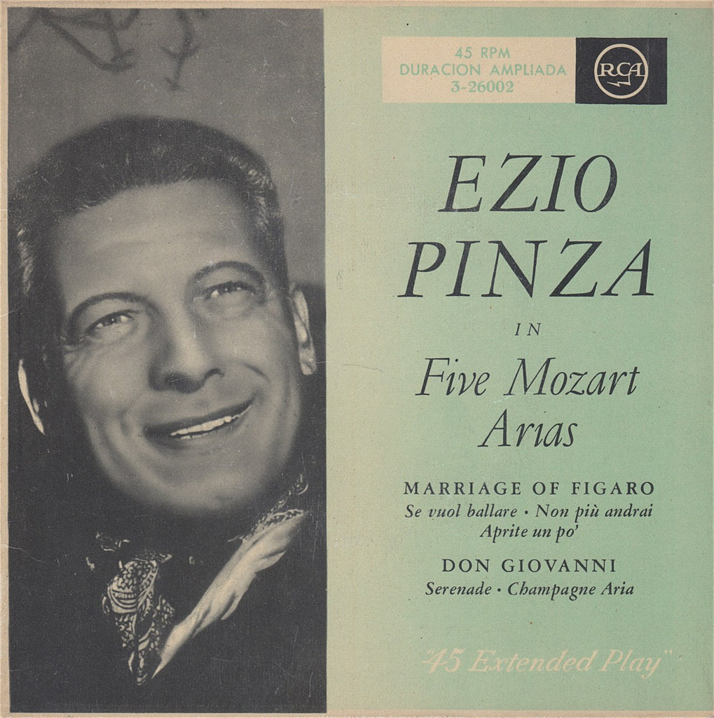 EP (7" 45 Rpm) - Ezio Pinza: 5 Mozart Arias - Spanish RCA 3-26002 (7" 45 Rpm EP)