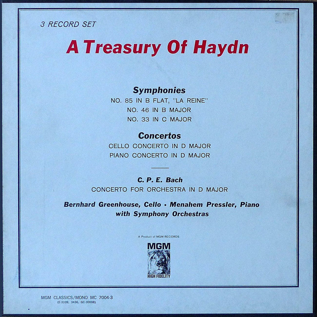 Solomon/Pressler/Greenhouse: Haydn - MGM MC 7004-3 (3LP box set)