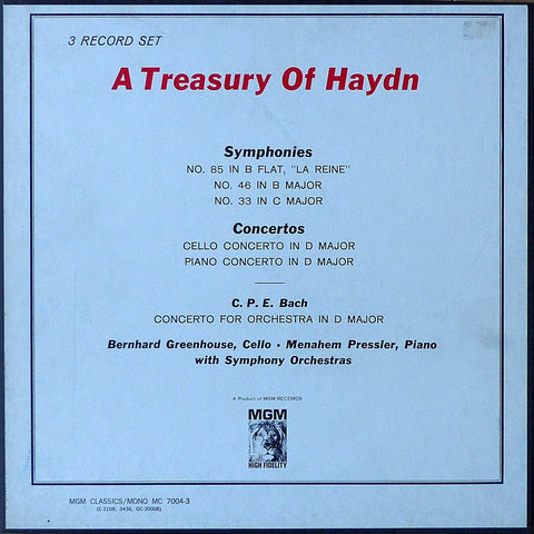 Solomon/Pressler/Greenhouse: Haydn - MGM MC 7004-3 (3LP box set)