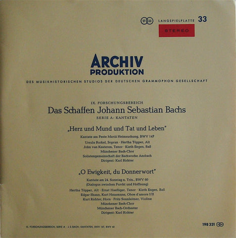 LP - Richter: Bach Cantatas BWV 147 & BWV 60 - Archive 198 331 (Red Stereo)