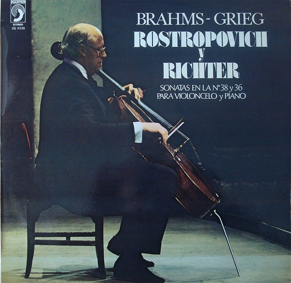 LP - Rostropovich: Grieg Op. 36 & Brahms Op. 38 Cello Sonatas - Discofon 4336