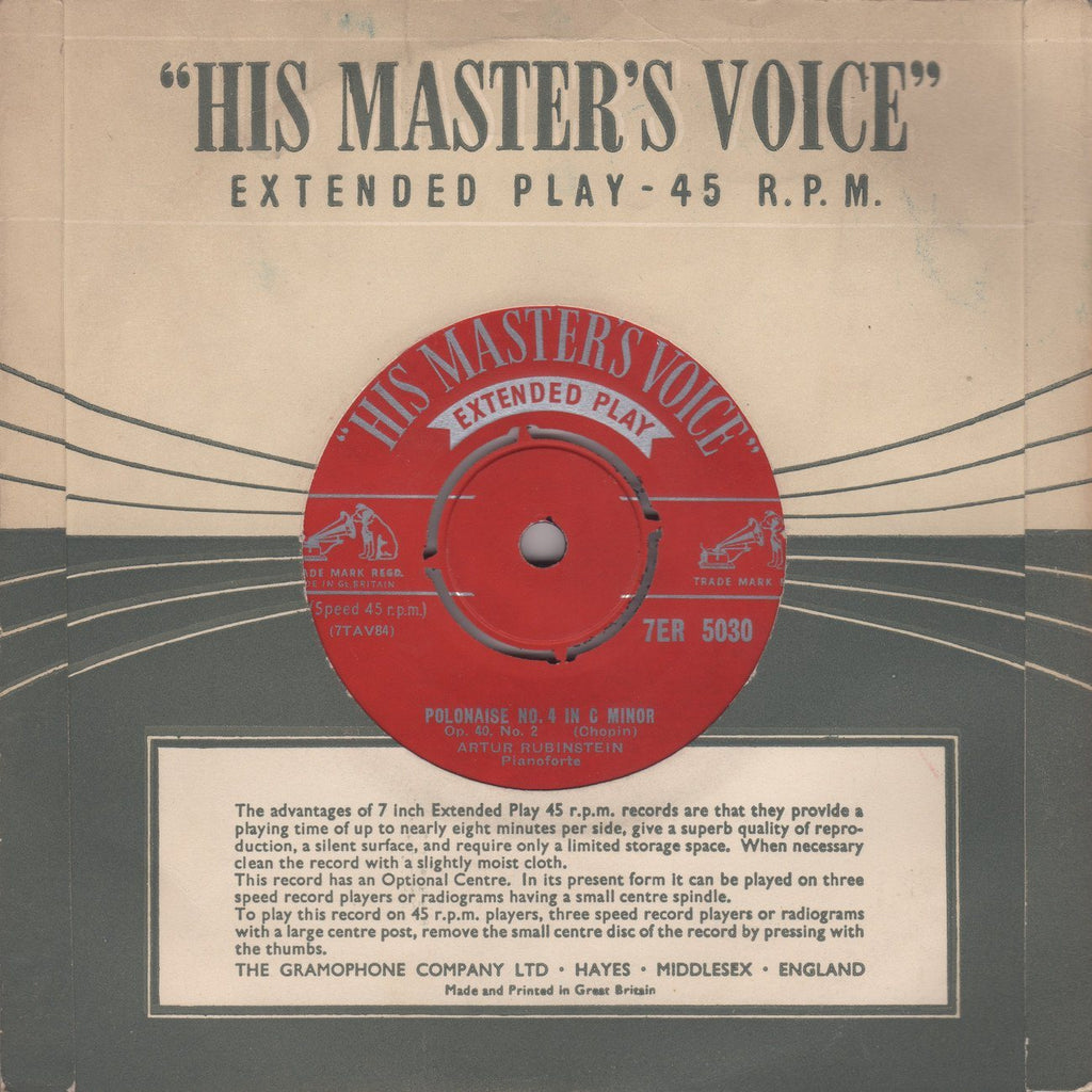 Rubinstein: Polonaises Opp. 40/1 & 53 - HMV 7Er 5030 (7 inch 45 rpm EP)