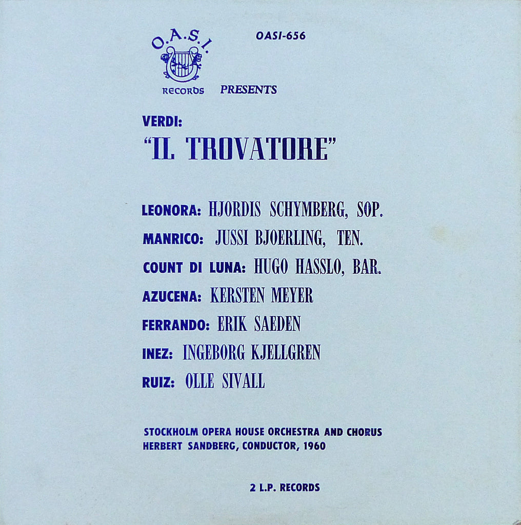 Björling: Il Trovatore ("live" Stockholm, 1960) - O.A.S.I. 656 (2LP set)