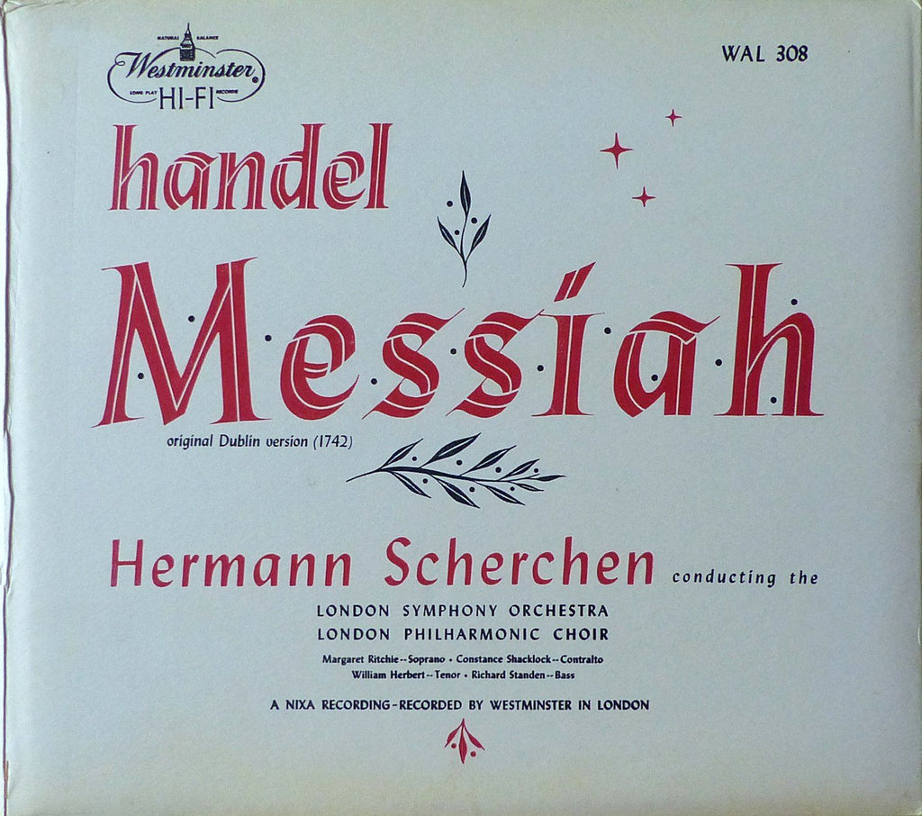 Scherchen/LSO: Handel Messiah - Westminster WAL 308 (3LP album)