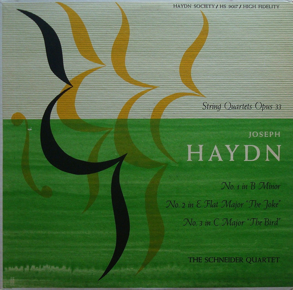 LP - Schneider Quartet: Haydn String Quartets Op. 33 Nos. 1-3 - Haydn Society HS-9017