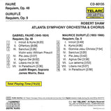 Shaw/Atlanta SO: Fauré & Duruflé Requiems - Telarc CD-80135