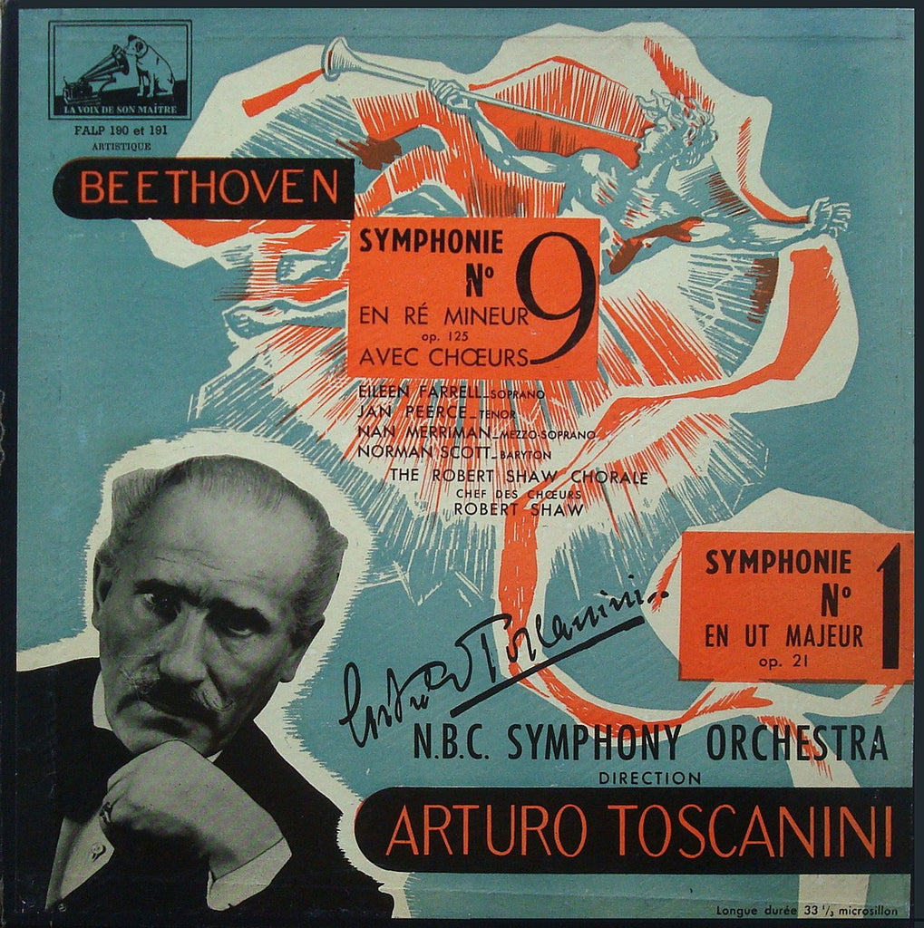 LP - Toscanini/NBC SO: Beethoven Syms No. 9 "Choral" & 1 - FALP 190/191 (2LP Box Set)