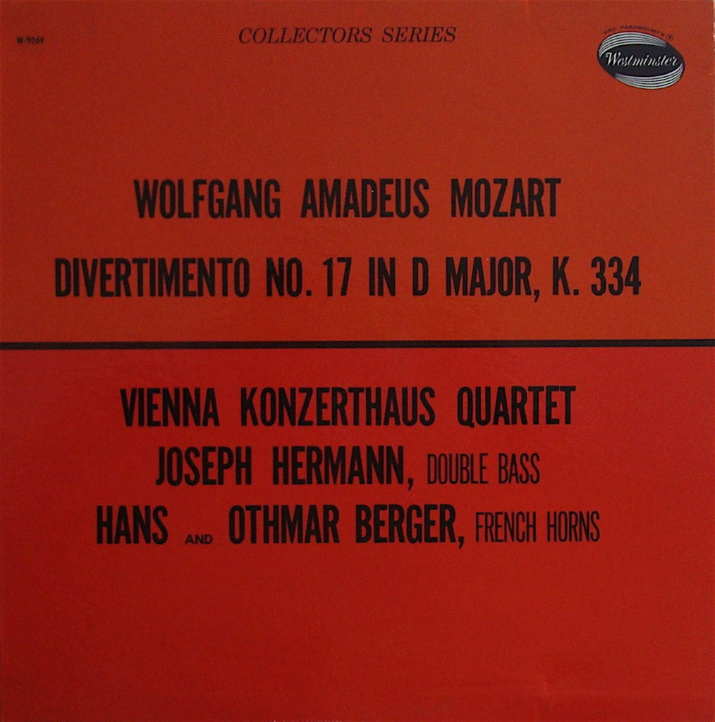 LP - Vienna Konzerthaus Qt, Et Al: Mozart Divertimento K 334 - Westminster W-9069, NM