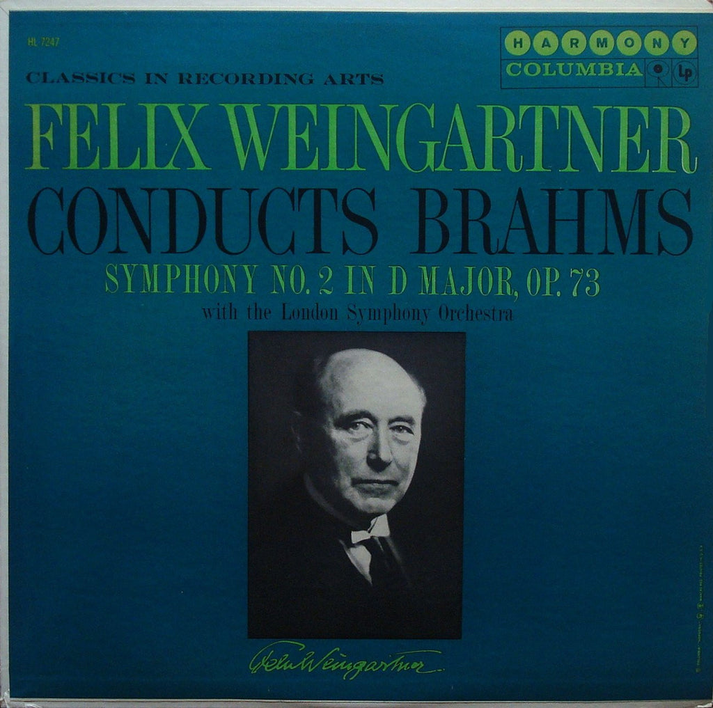 LP - Weingartner/LPO: Brahms Symphony No. 2 (rec. 1940) - Columbia HL 7247